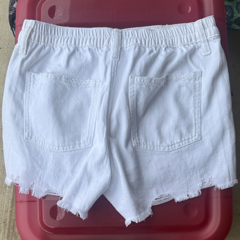 aerie White Distressed Cutoff Denim Shorts - Picture 2 of 4